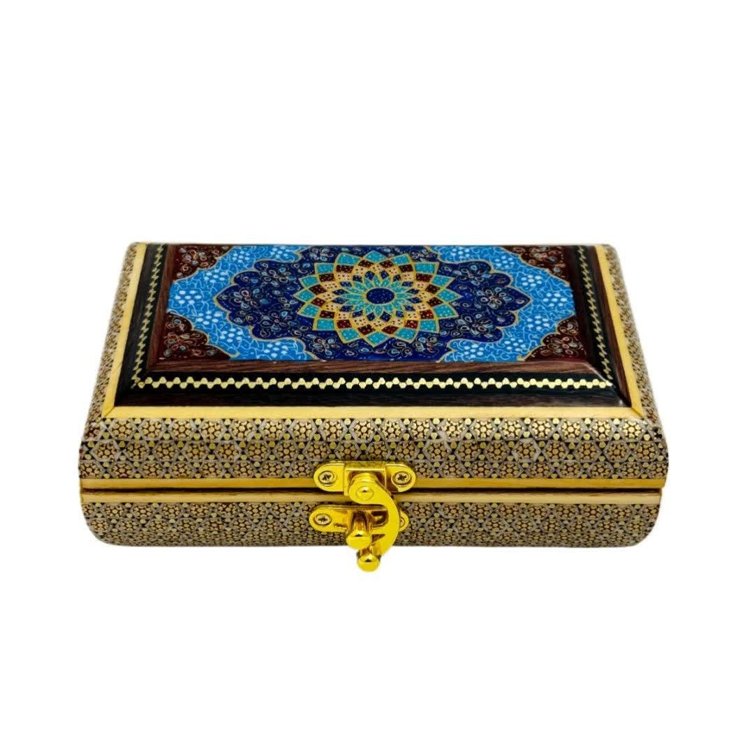 جعبه خاتم کاری مدل تمام خاتم تذهیب 10در16