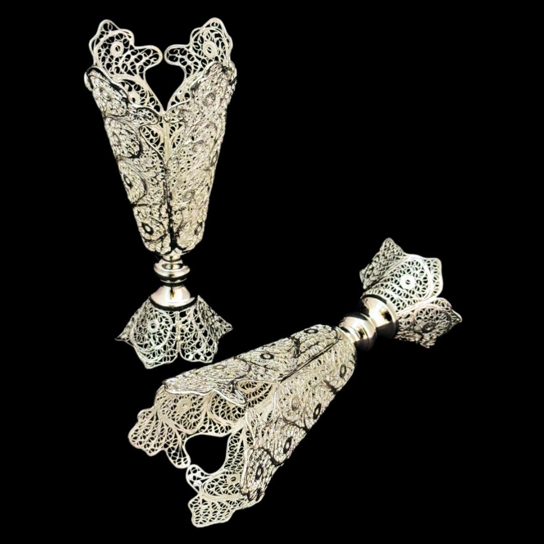 ظروف ملیله کاری گلدان 4 تیکه جفتی