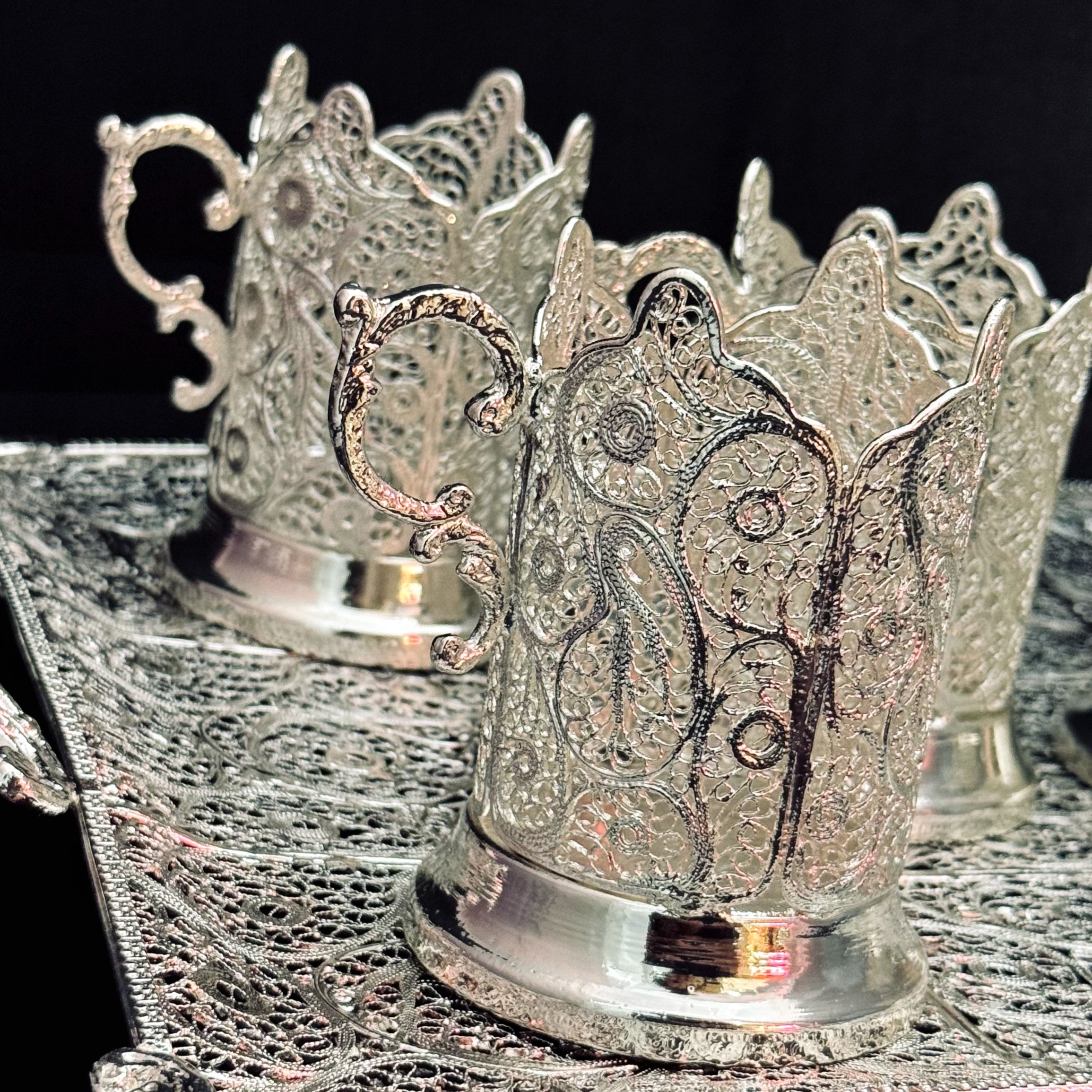 ظروف ملیله کاری ست پذیرایی چای خوری 10