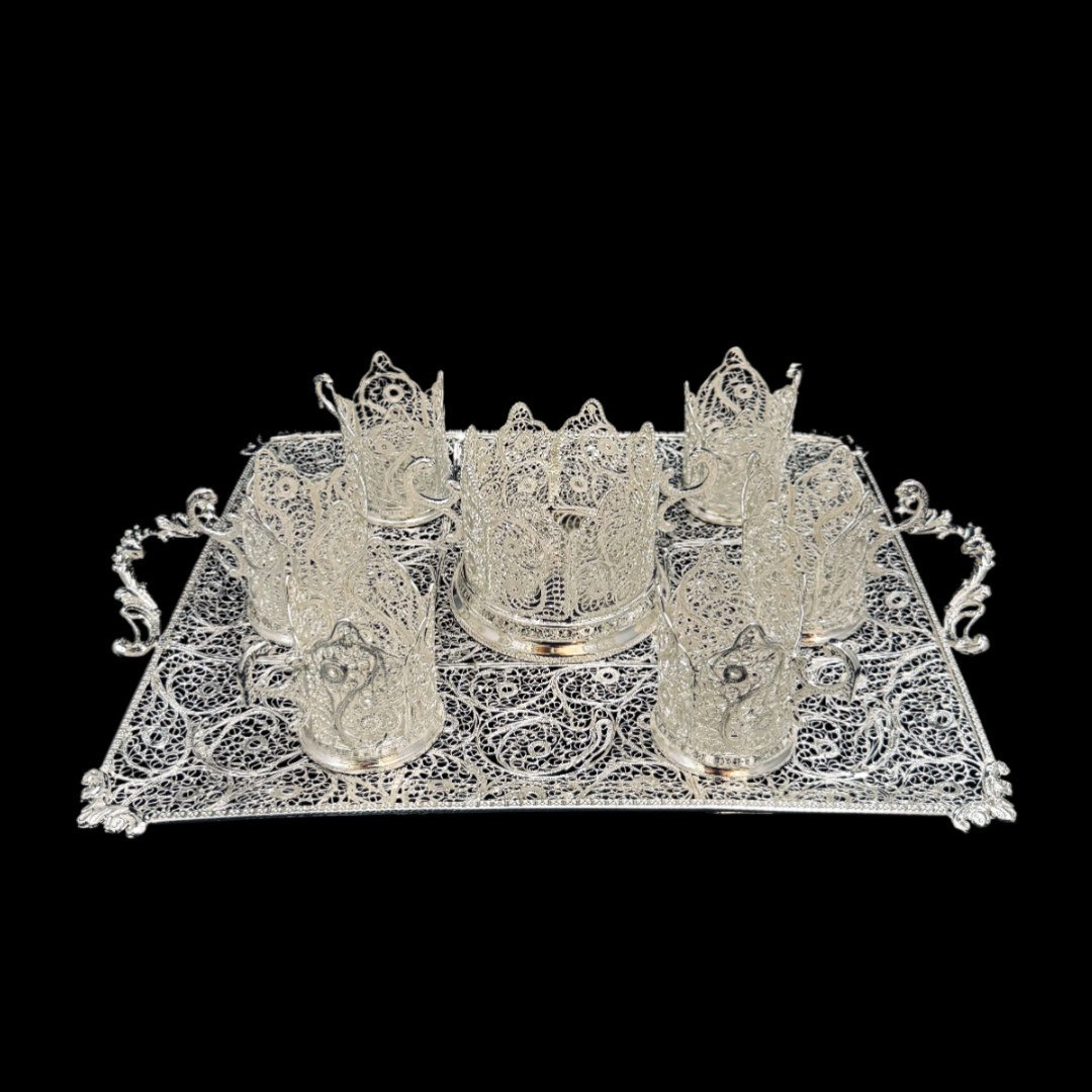 ظروف ملیله کاری ست پذیرایی چای خوری 7