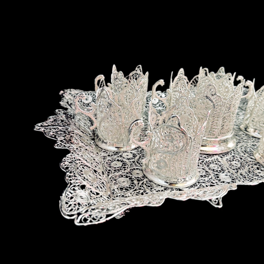 ظروف ملیله کاری ست پذیرایی چای خوری 5