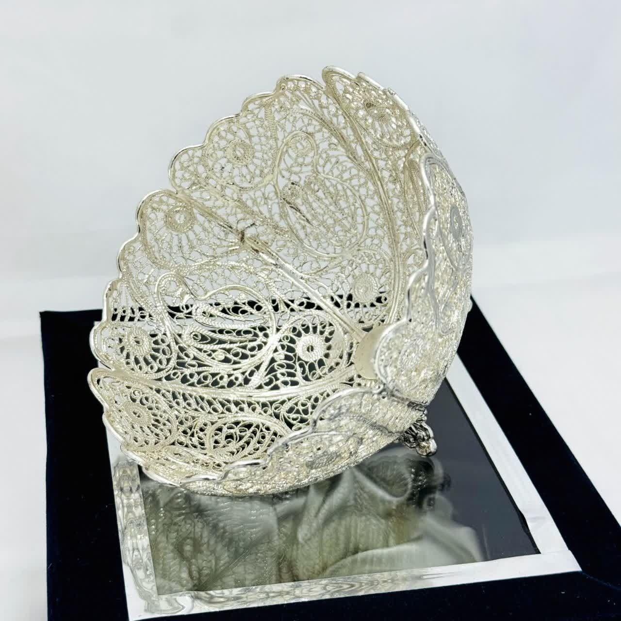 قندان نقره ملیله کاری به همراه جعبه هدیه