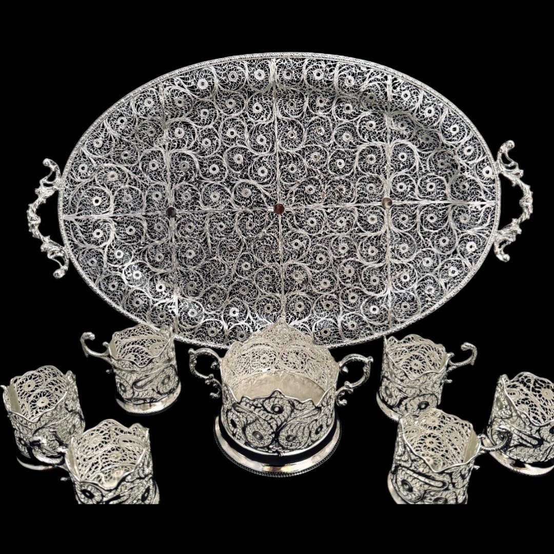 ظروف ملیله کاری ست پذیرایی چای خوری 2