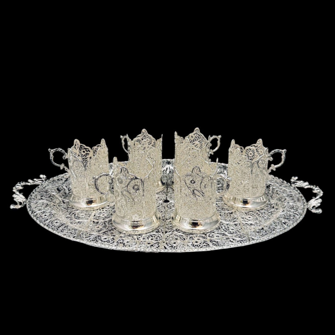 ظروف ملیله کاری ست پذیرایی چای خوری 9