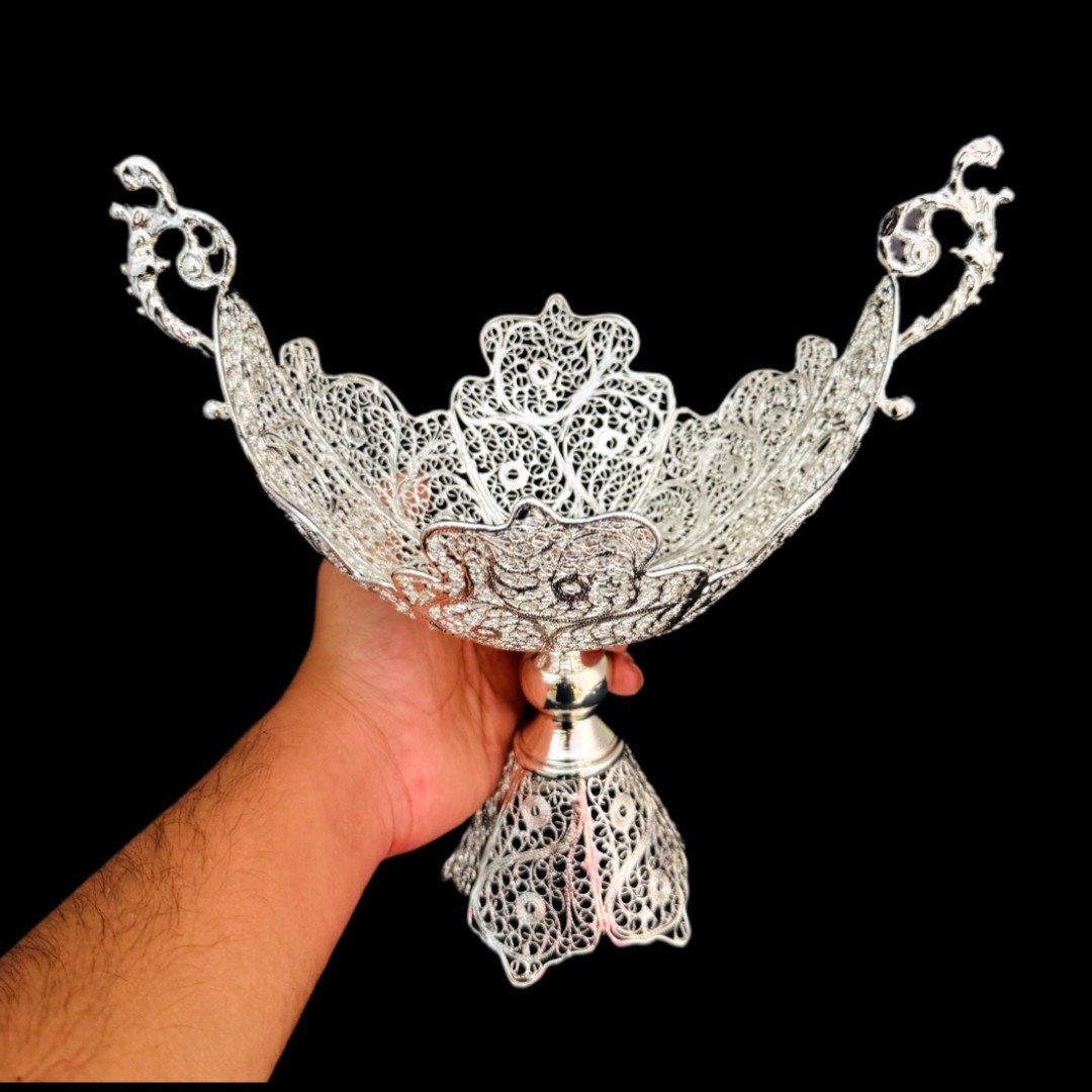 ظروف ملیله کاری پایه دار گرد شماره 2