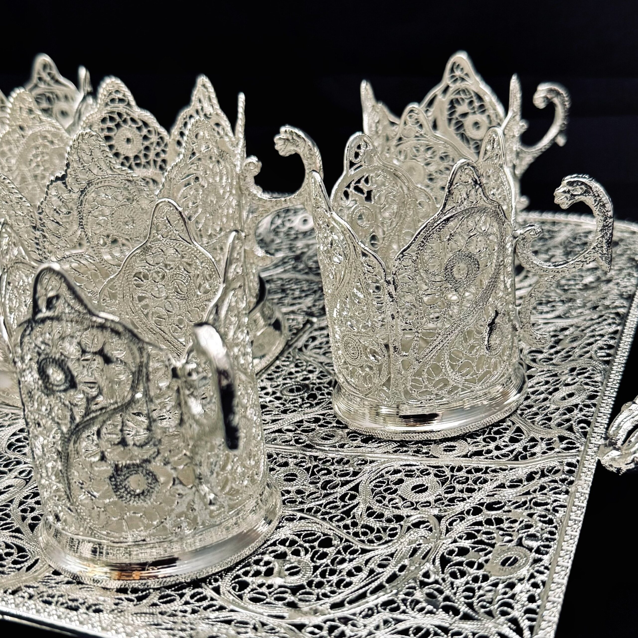 ظروف ملیله کاری ست پذیرایی چای خوری 7