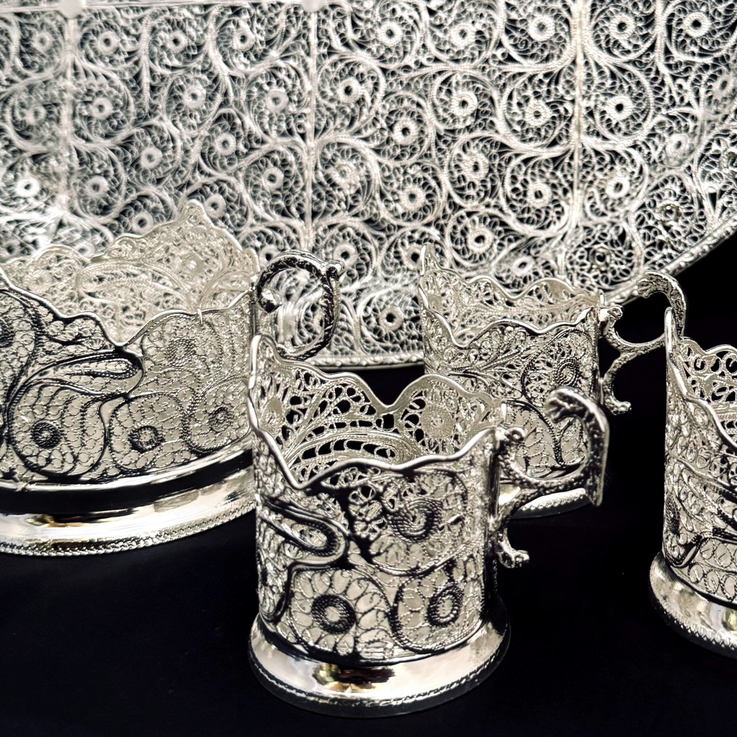 ظروف ملیله کاری ست پذیرایی چای خوری 2