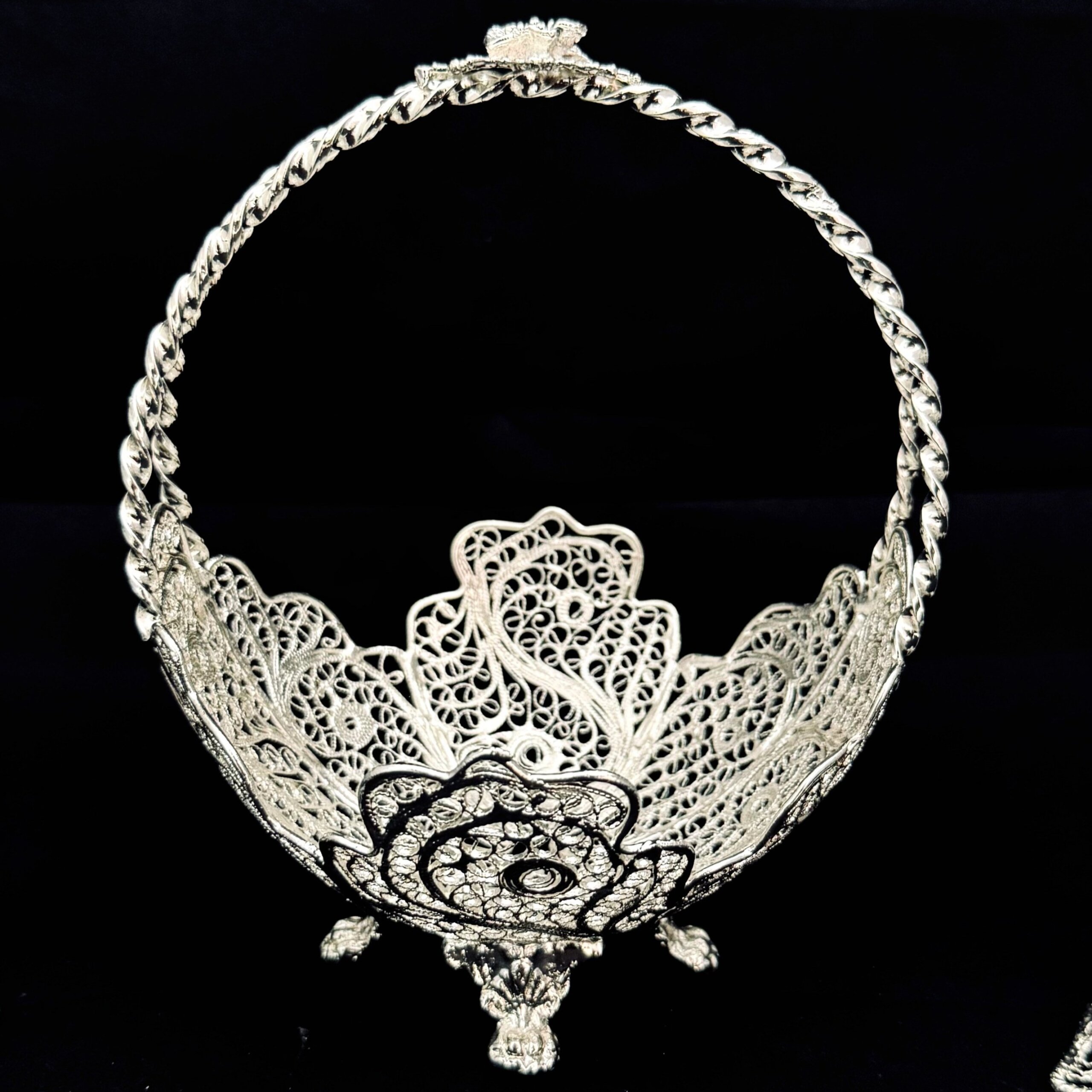 ظروف ملیله کاری کشکول زنبیل دسته دار و گلدان حرمی