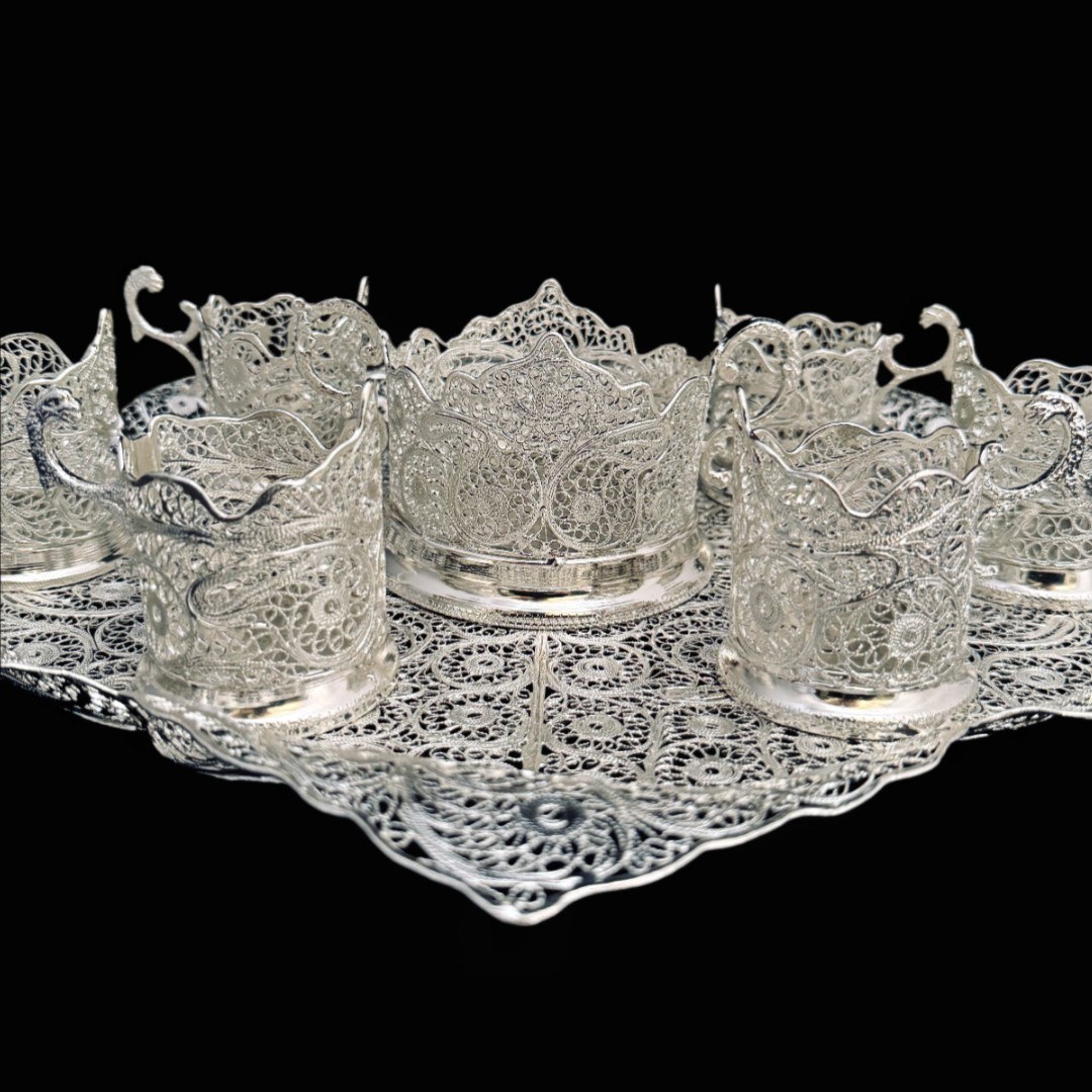 ظروف ملیله کاری ست پذیرایی چای خوری 4