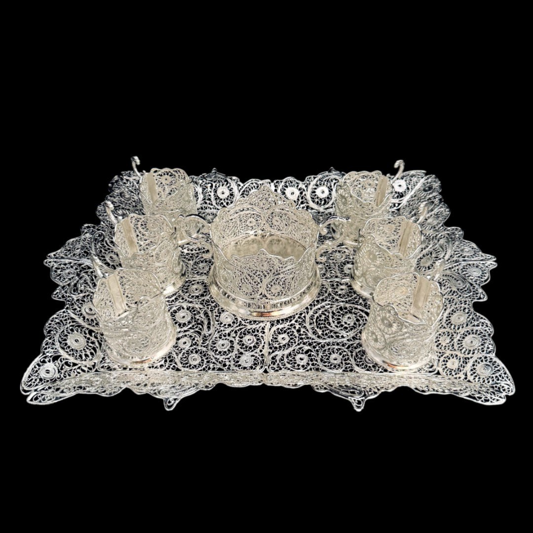 ظروف ملیله کاری ست پذیرایی چای خوری 3