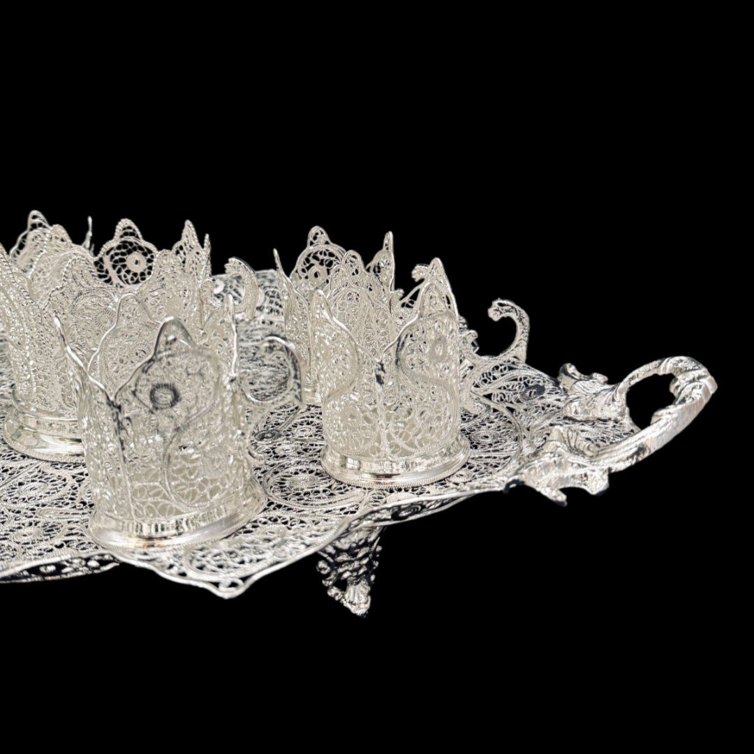 ظروف ملیله کاری ست پذیرایی چای خوری 6