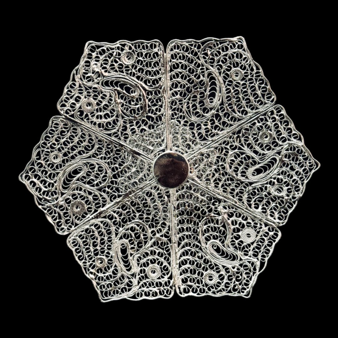 ظروف ملیله کاری شیرینی خوری 6 ضلعی