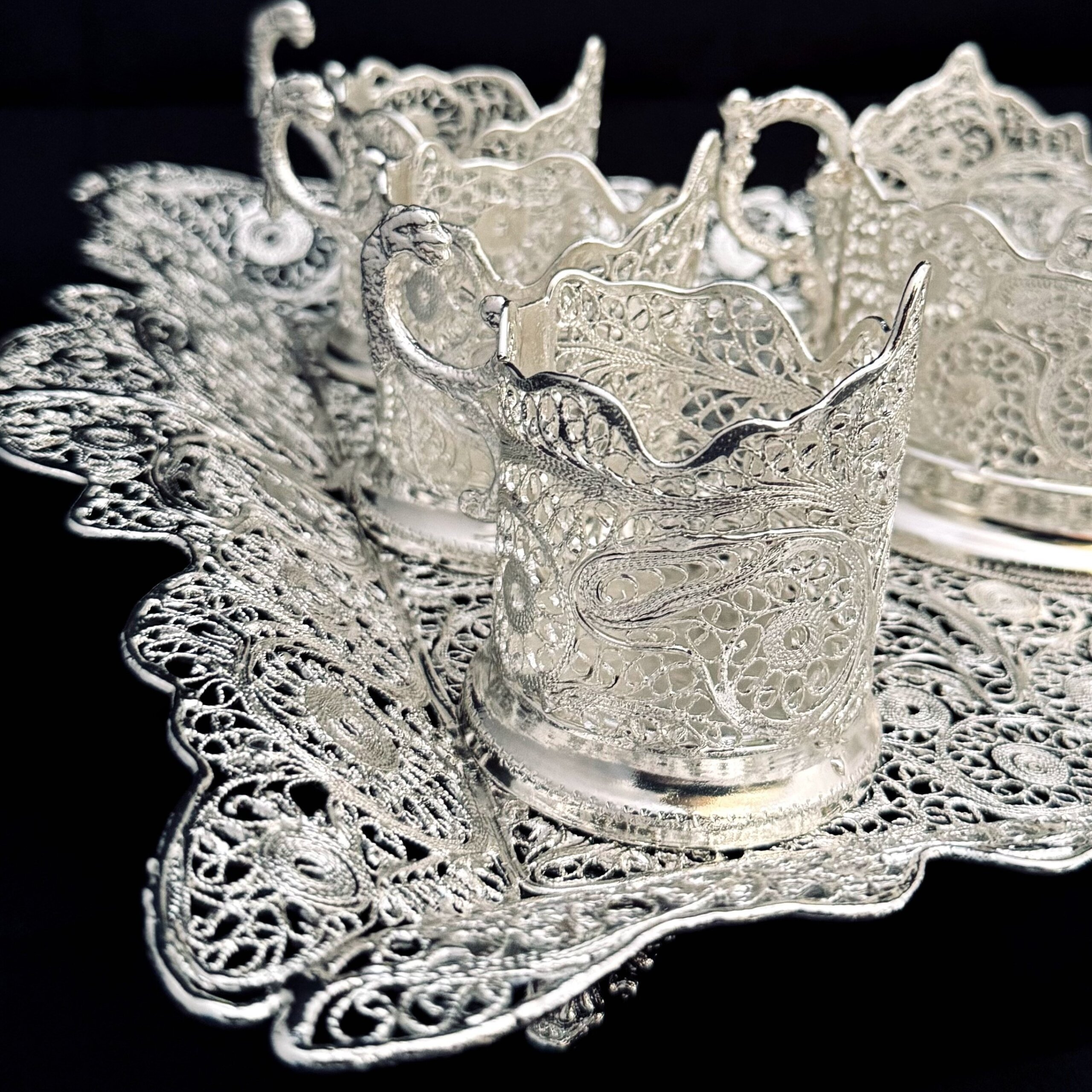 ظروف ملیله کاری ست پذیرایی چای خوری 3