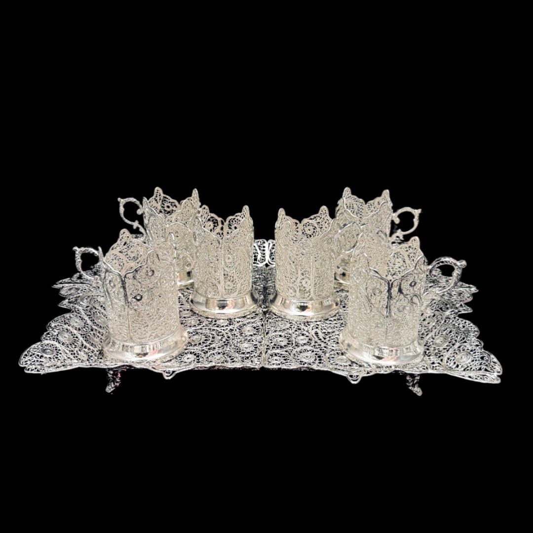 ظروف ملیله کاری ست پذیرایی چای خوری 12