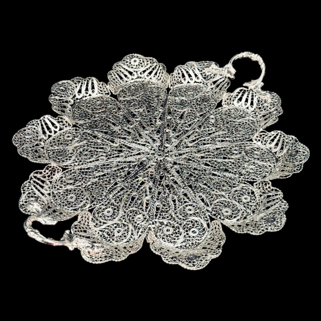 ظروف ملیله کاری سینی گرد 10 گوش