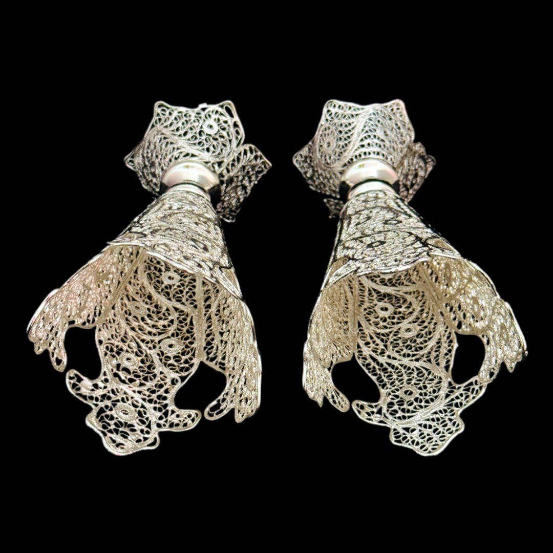 ظروف ملیله کاری گلدان 4 تیکه جفتی