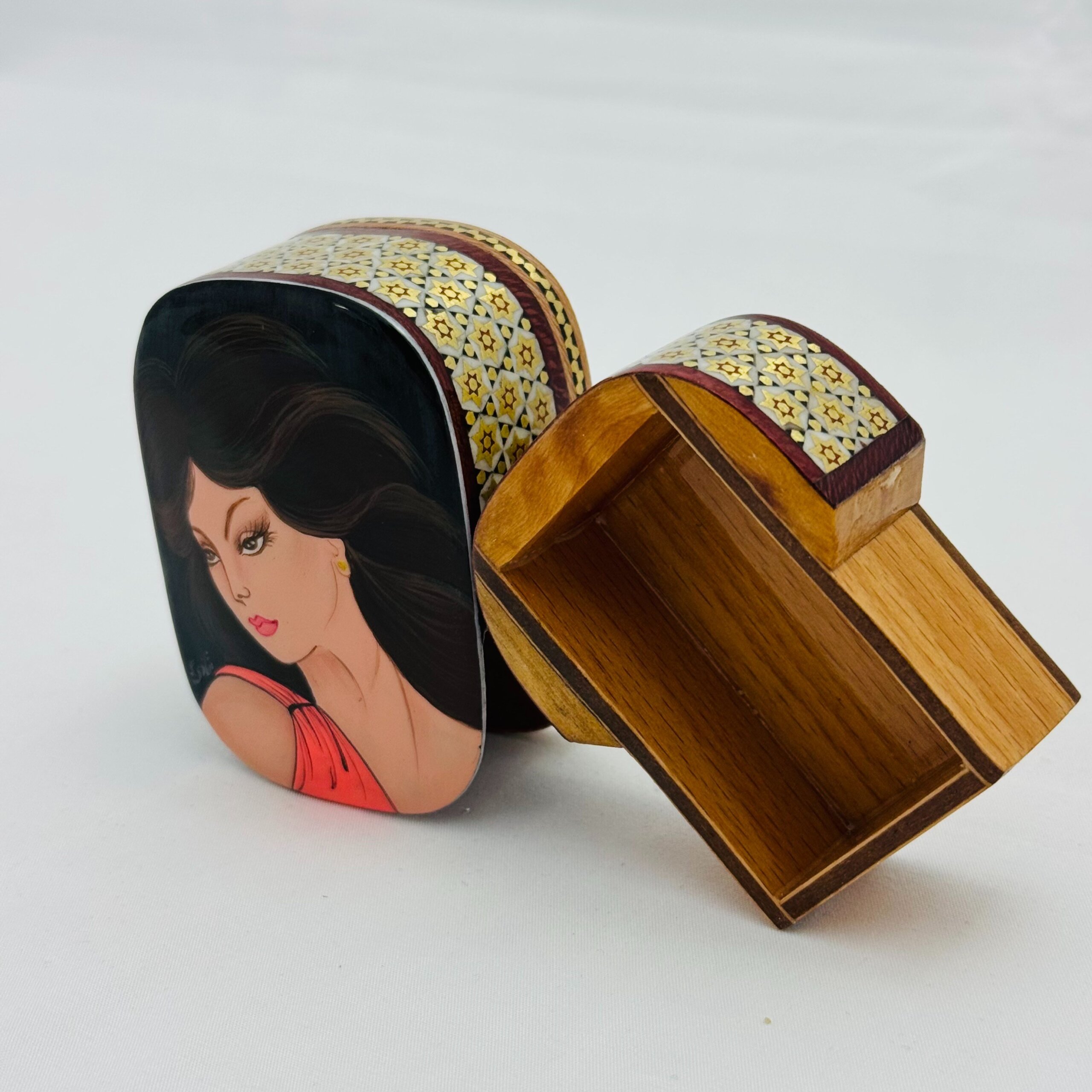 جعبه خاتم کاری کبریتی طرح رخ مدل 3