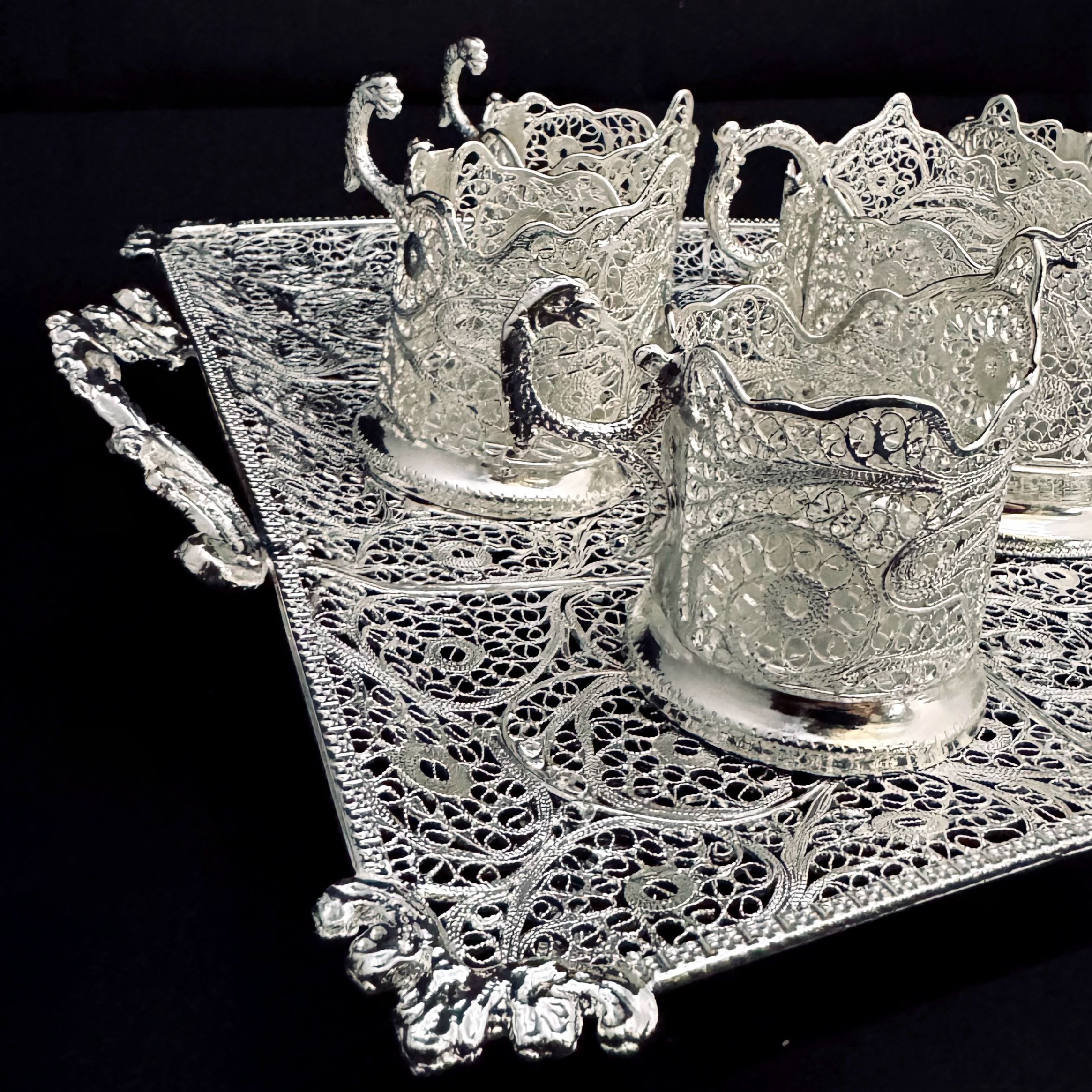 ظروف ملیله کاری ست پذیرایی چای خوری