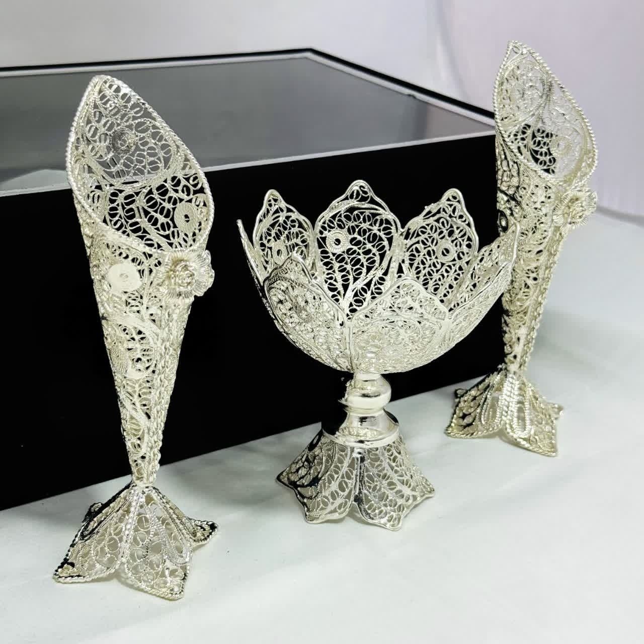 پک صنایع دستی ظروف ملیله کاری گلدان و آجیل خوری