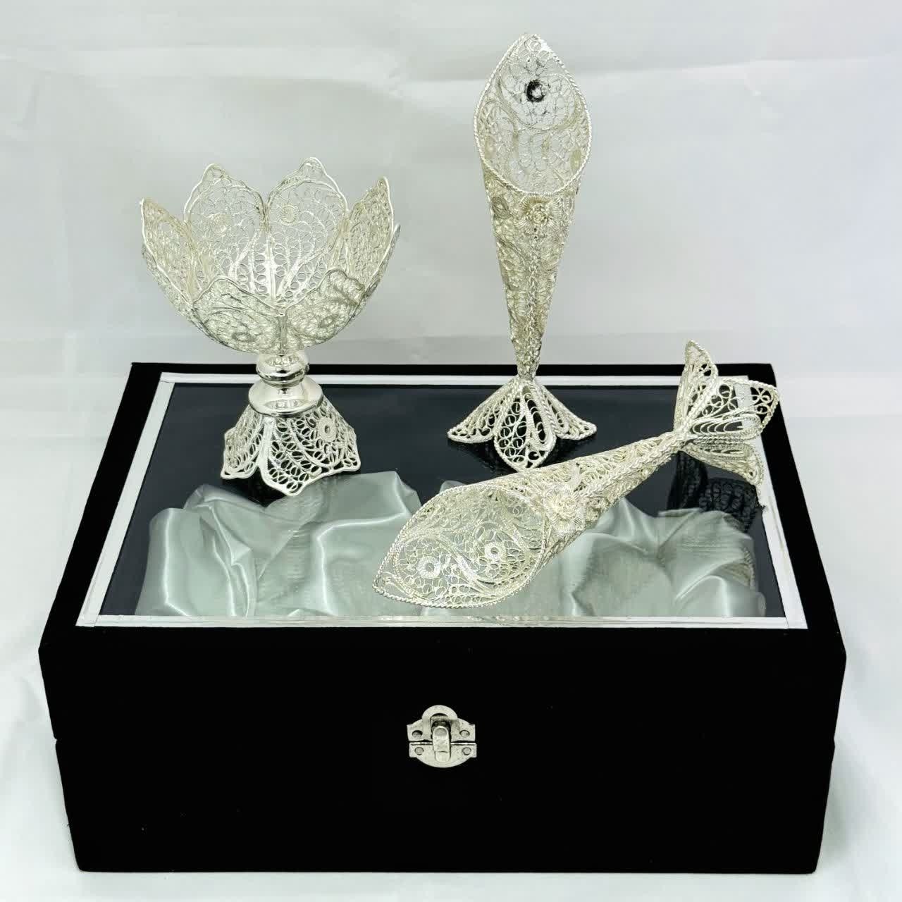 پک صنایع دستی ظروف ملیله کاری گلدان و آجیل خوری