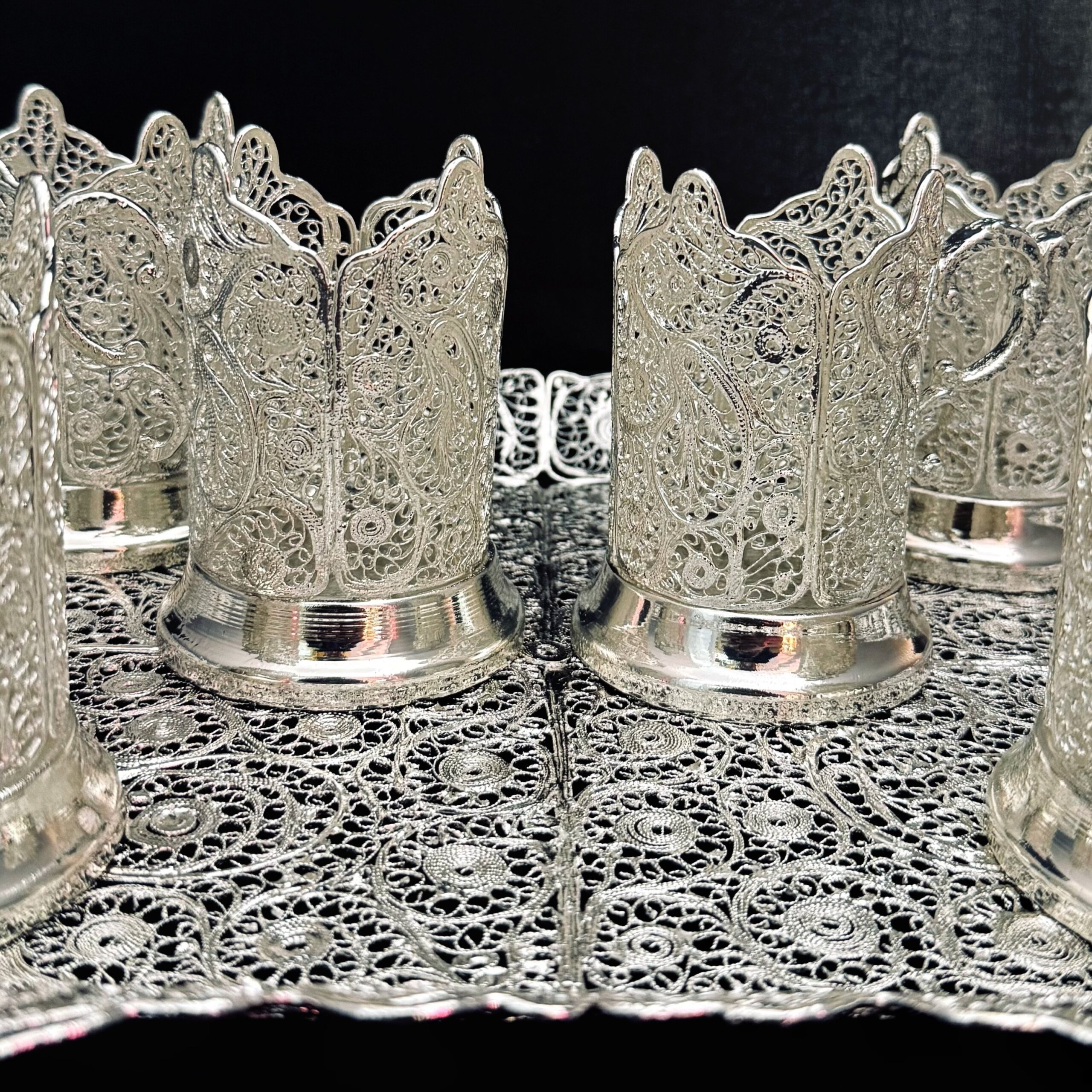 ظروف ملیله کاری ست پذیرایی چای خوری 12