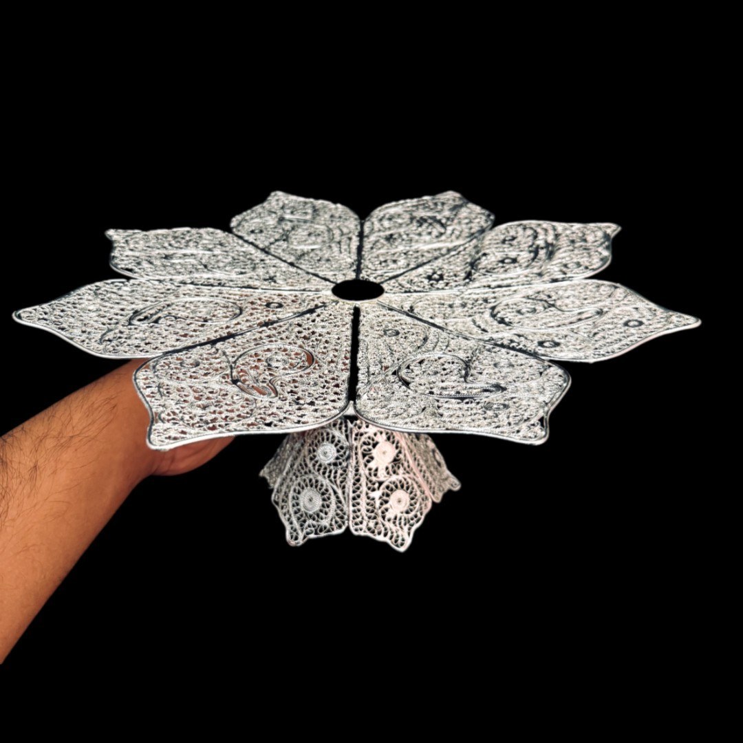 ظروف ملیله کاری شیرینی خوری اشکی بزرگ