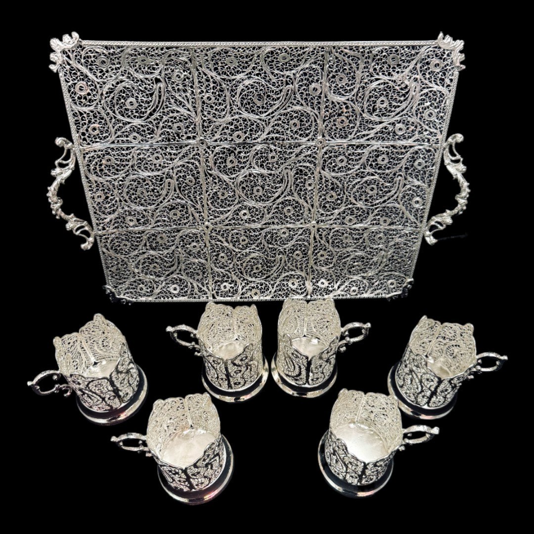 ظروف ملیله کاری ست پذیرایی چای خوری 10