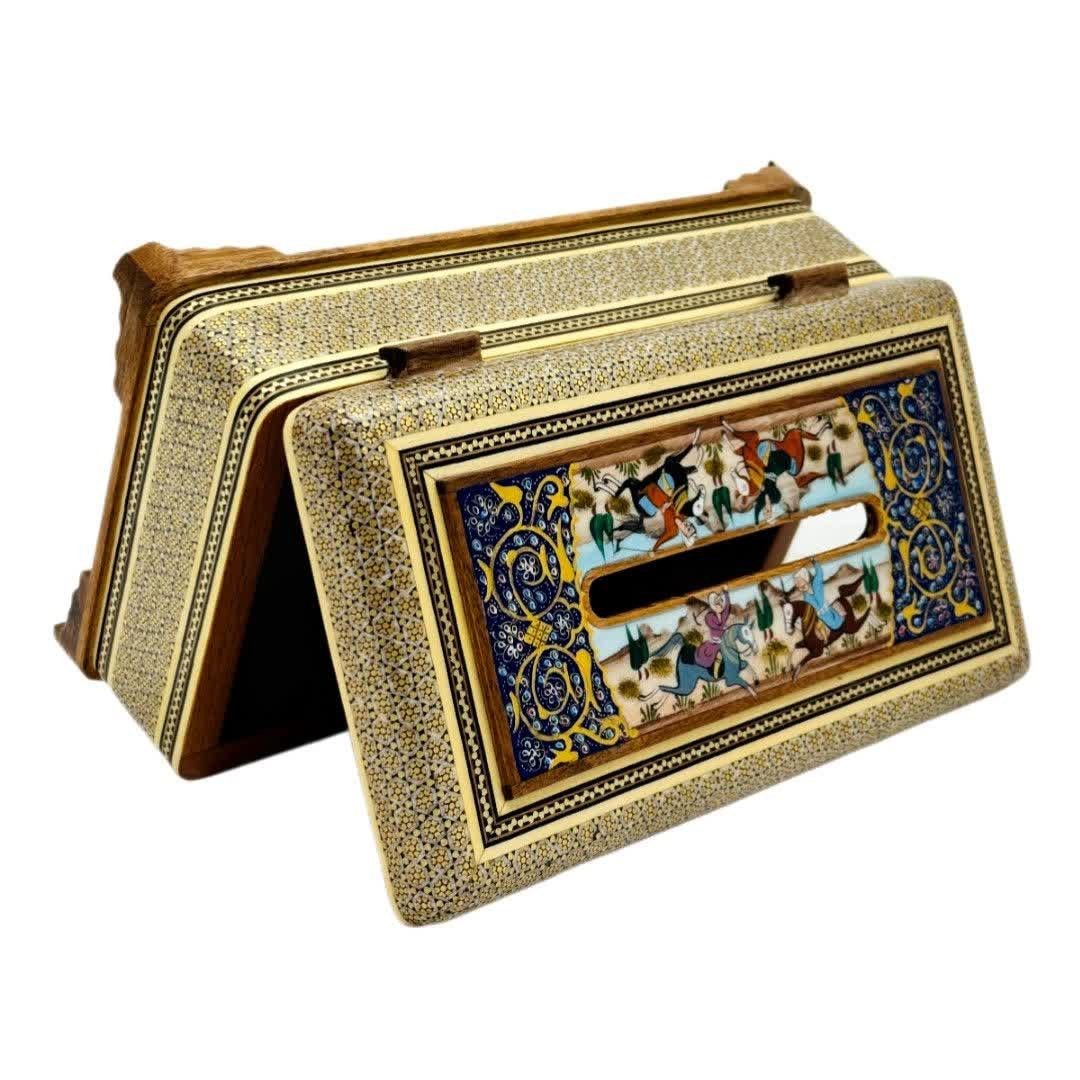 جعبه دستمال خاتم کاری مدل شیشی شکار