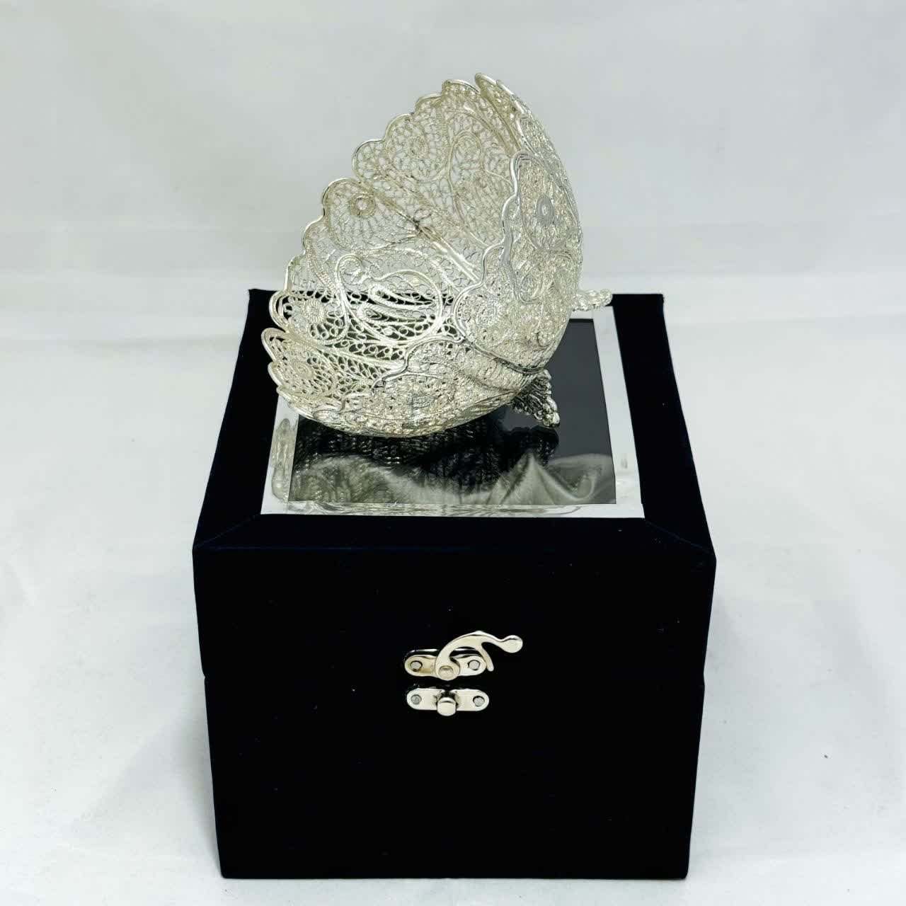 قندان نقره ملیله کاری به همراه جعبه هدیه