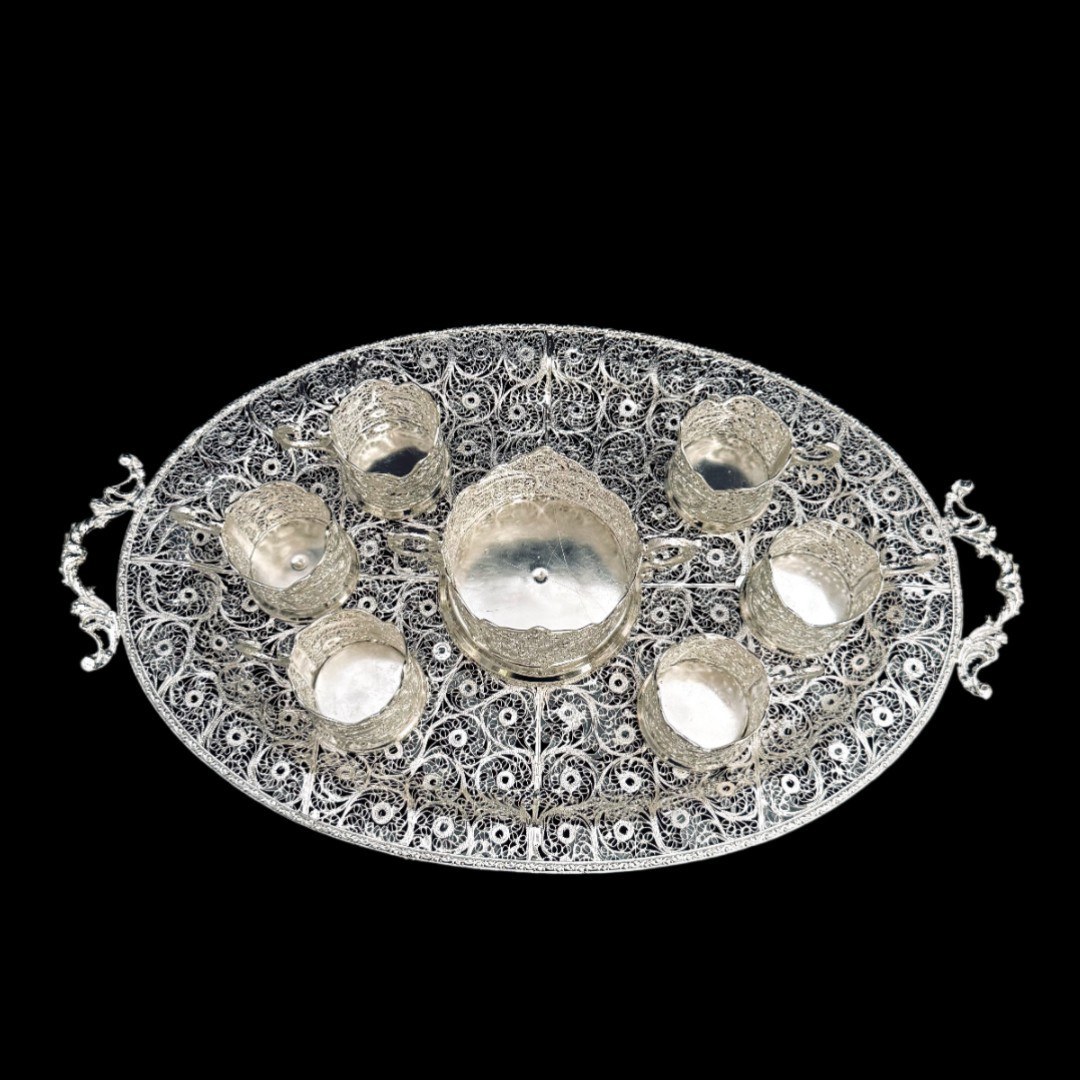 ظروف ملیله کاری ست پذیرایی چای خوری 2