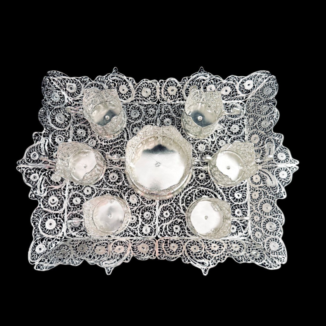 ظروف ملیله کاری ست پذیرایی چای خوری 5