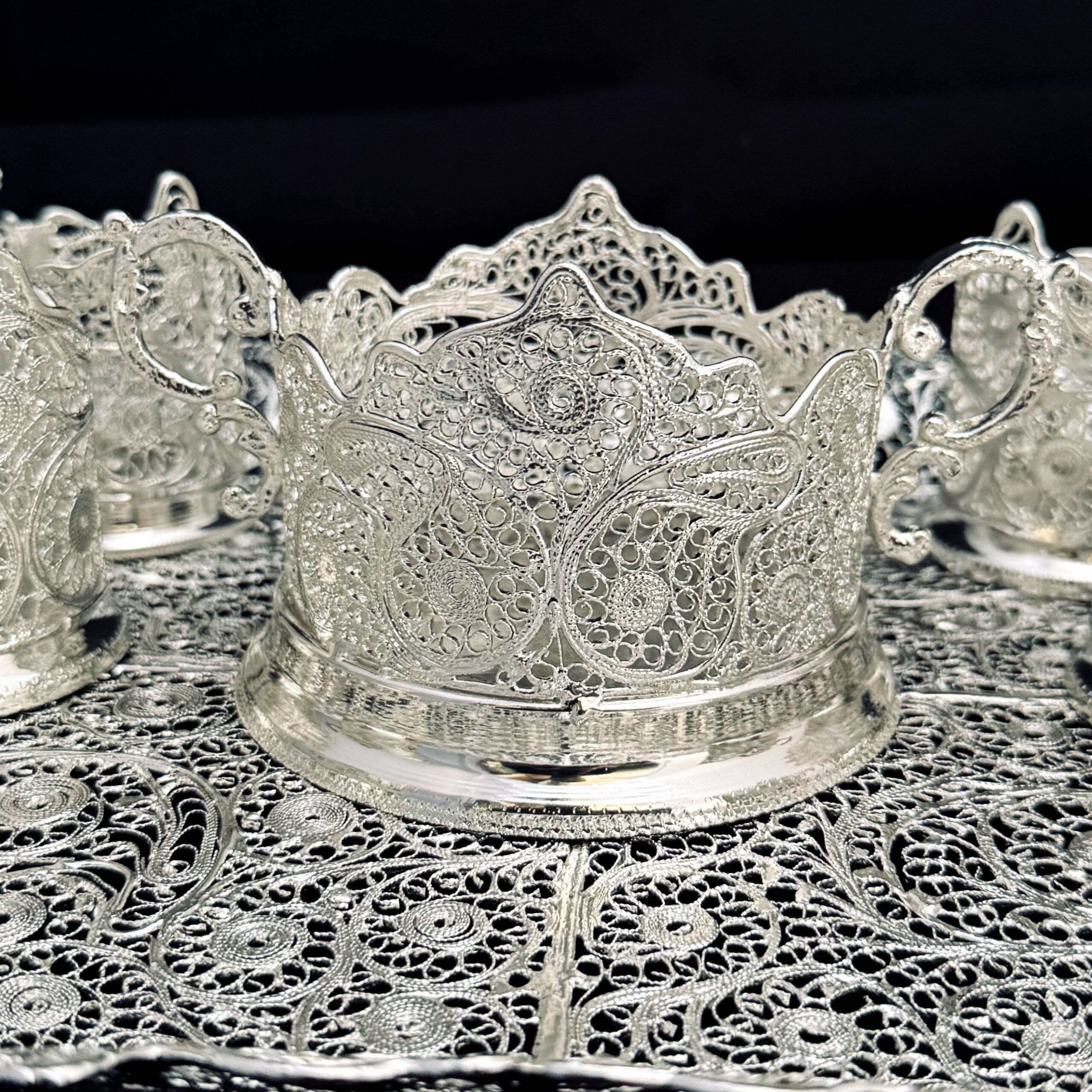 ظروف ملیله کاری ست پذیرایی چای خوری 3