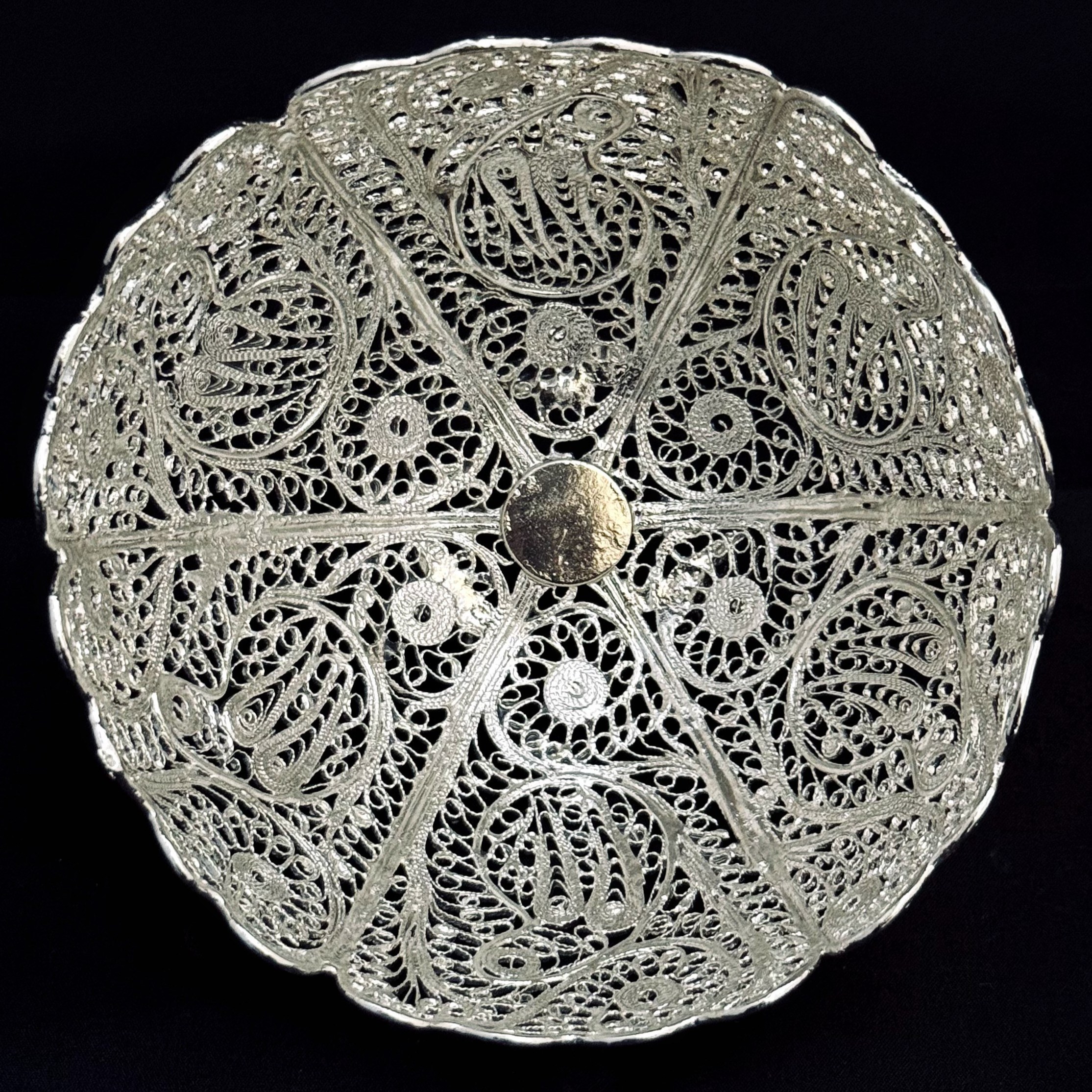 ظروف ملیله کاری کاسه آجیل بزرگ پایه کوتاه