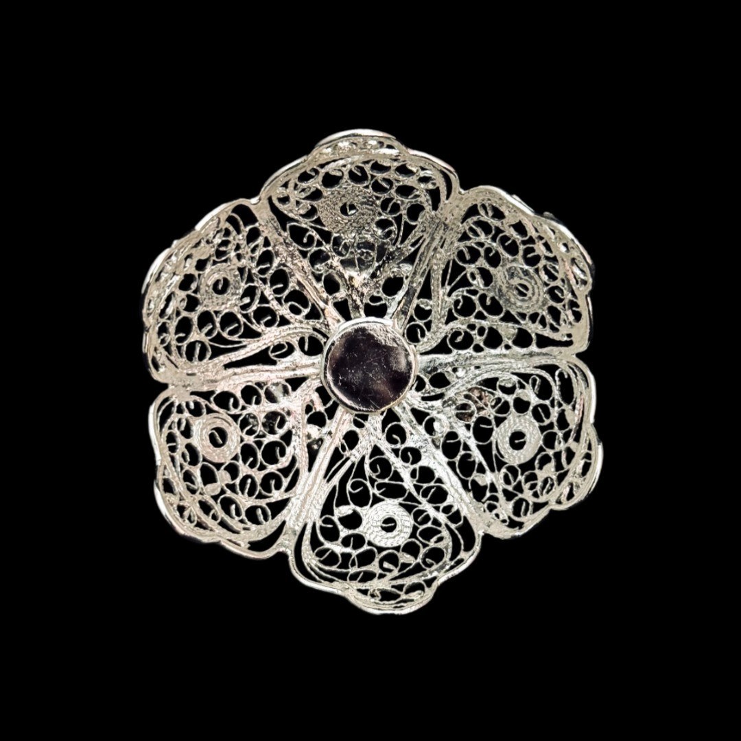 ظروف ملیله کاری شیرینی خوری 6 ضلعی پایه کوتاه نوک تیز