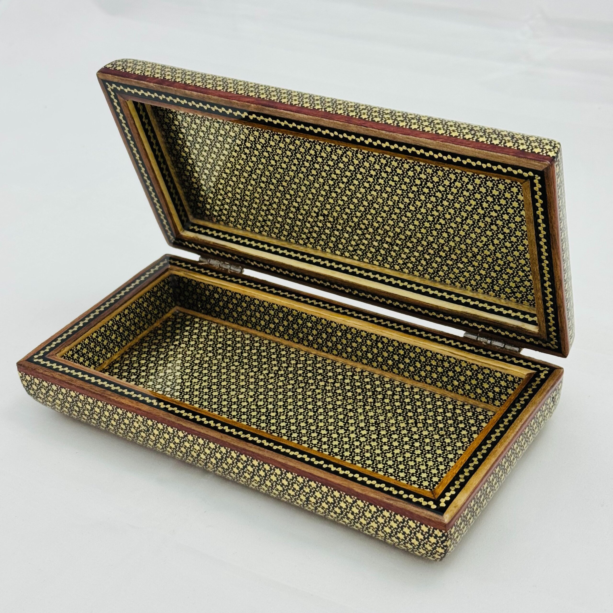 جعبه خاتم کاری مدل تمام خاتم شیشی مشکی 10در20