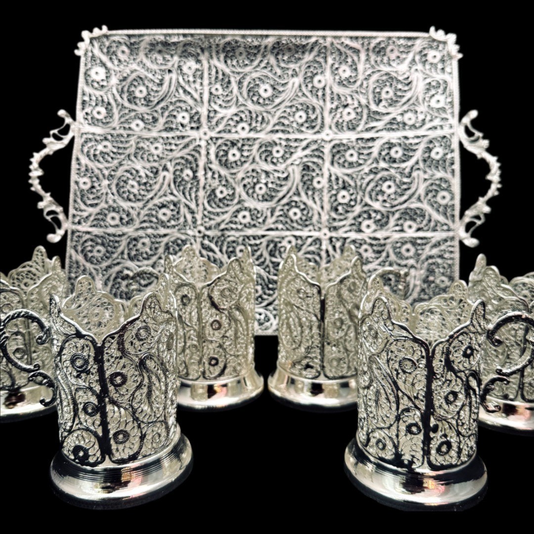 ظروف ملیله کاری ست پذیرایی چای خوری 10