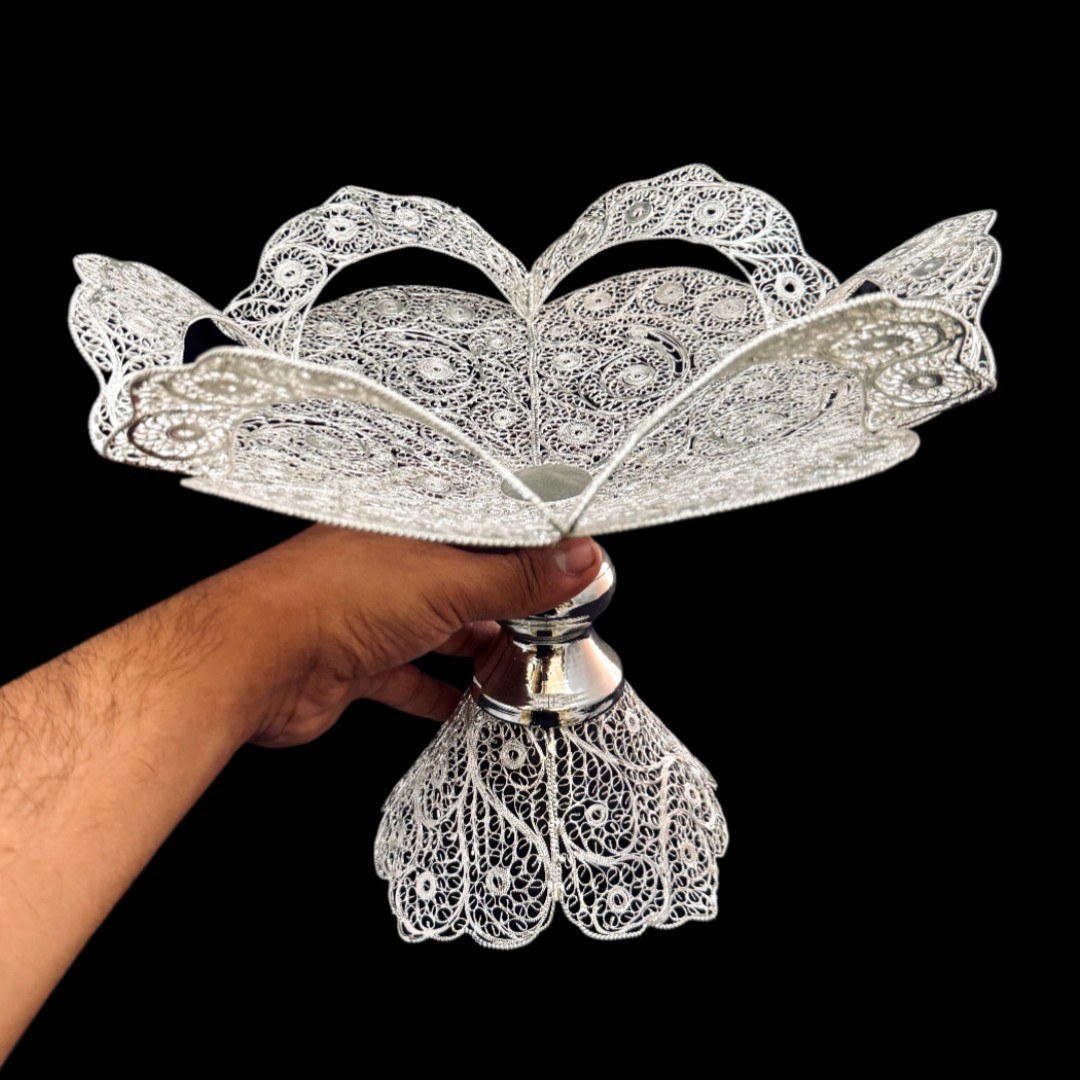 ظروف ملیله کاری شیرینی خوری لبه جدا بزرگ