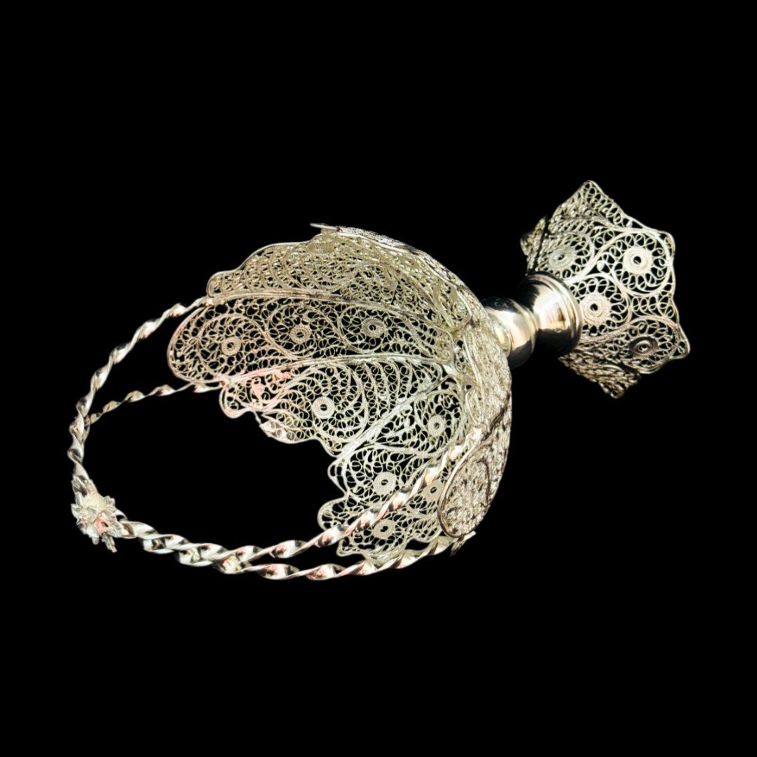 ظروف ملیله کاری کشکول پایه دار زنبیل شماره 2