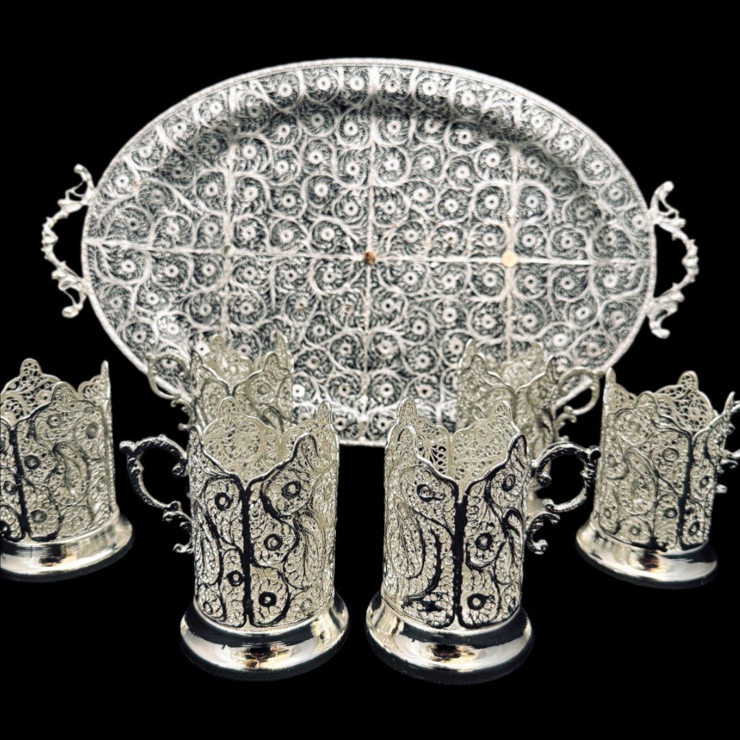 ظروف ملیله کاری ست پذیرایی چای خوری 9