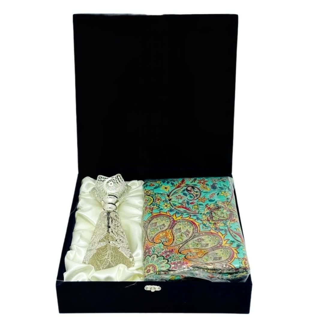 ست هدیه اداری گلدان ملیله کاری سایز بزرگ و ترمه