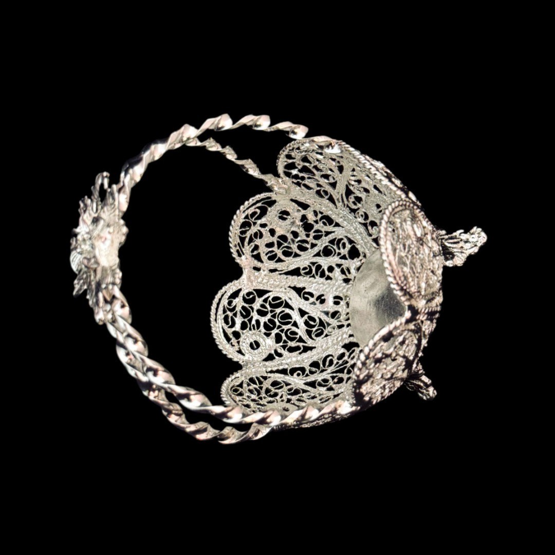 ظروف ملیله کاری کاسه آجیل خوری نقلی لبه گرد زنبیل