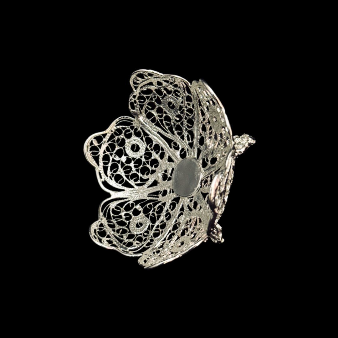 ظروف ملیله کاری شیرینی خوری 6 ضلعی پایه کوتاه نوک تیز