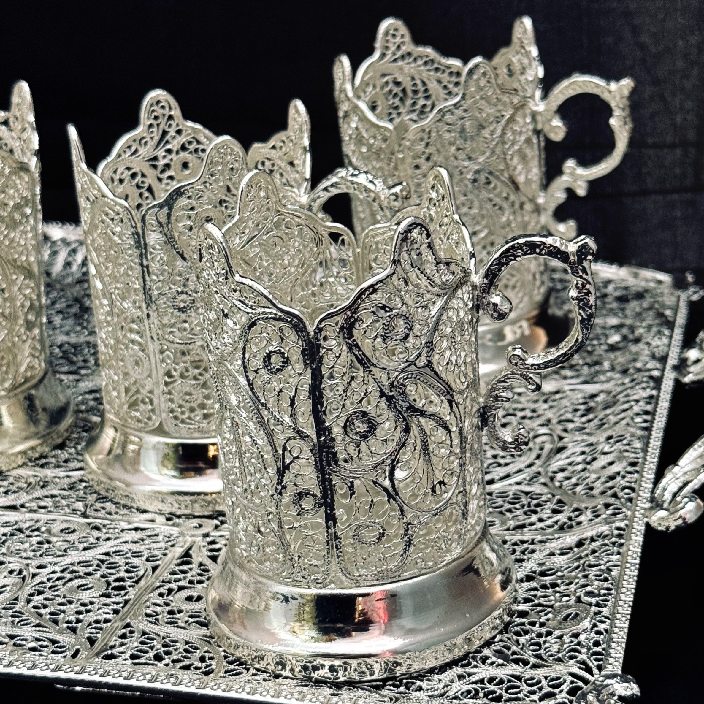 ظروف ملیله کاری ست پذیرایی چای خوری 10