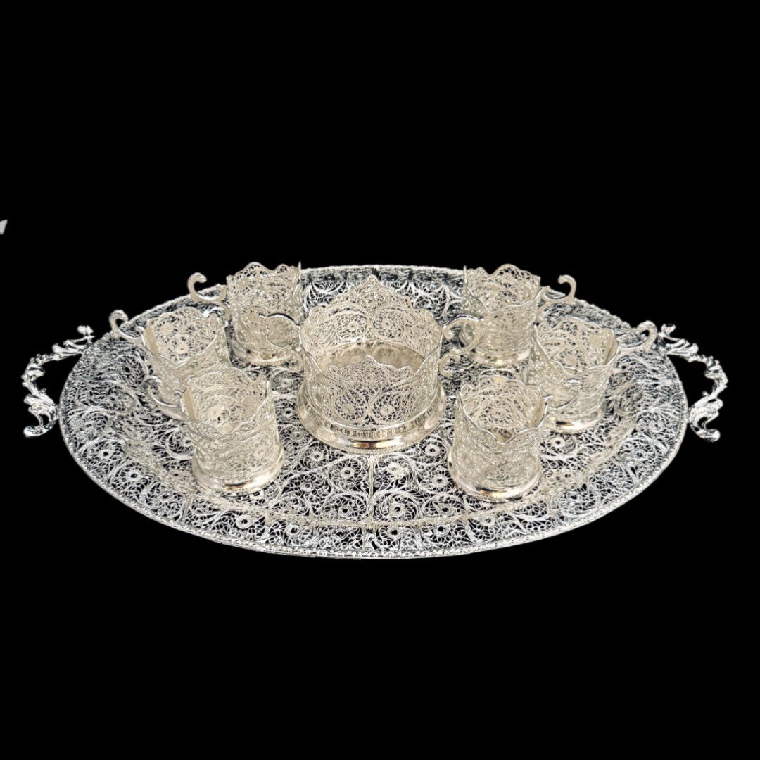 ظروف ملیله کاری ست پذیرایی چای خوری 2