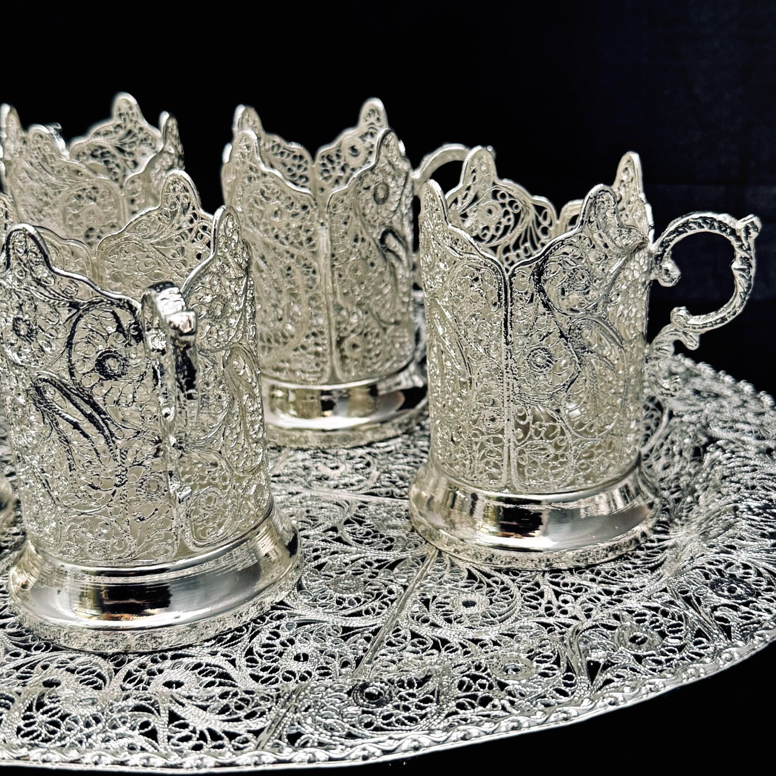 ظروف ملیله کاری ست پذیرایی چای خوری 9