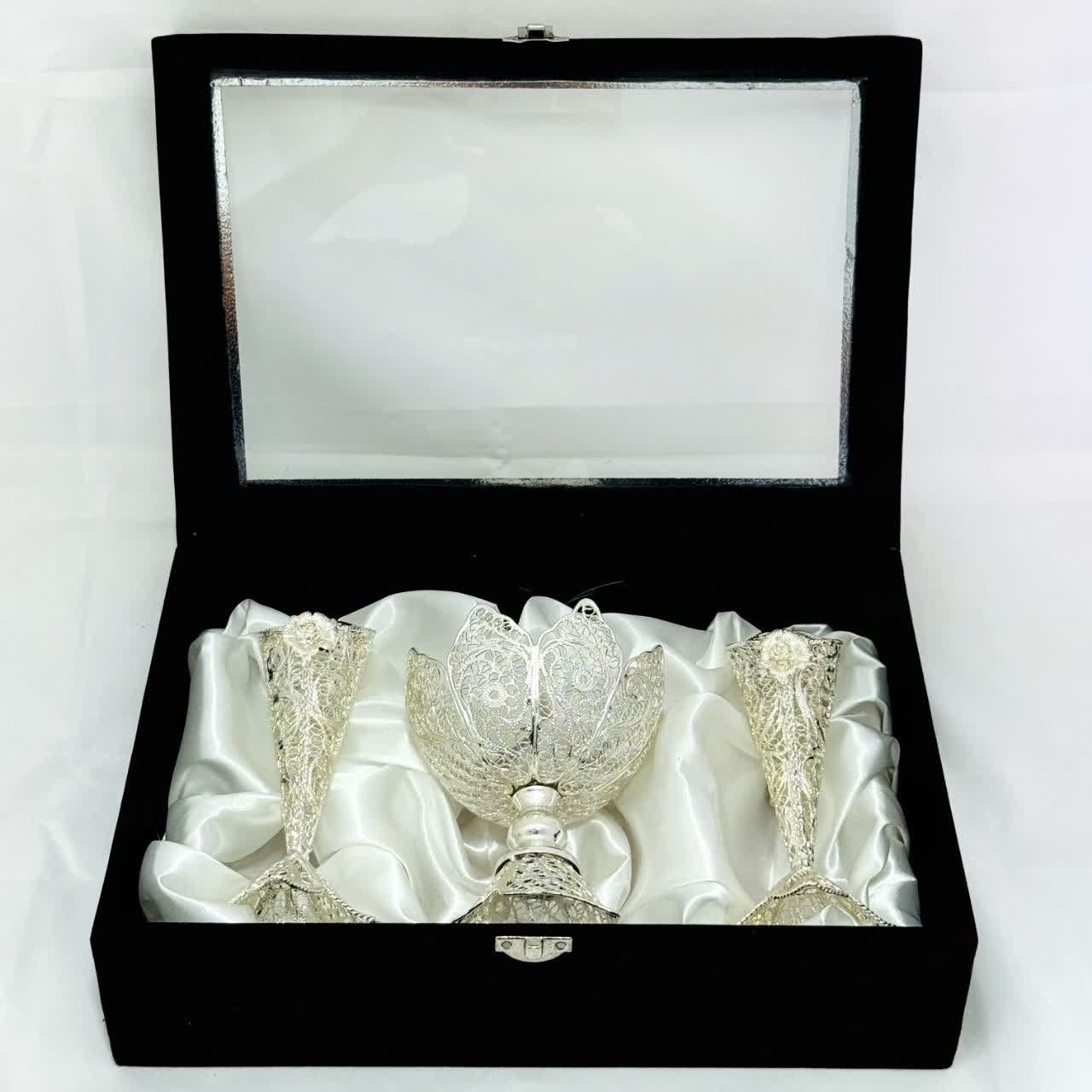 پک صنایع دستی ظروف ملیله کاری گلدان و آجیل خوری