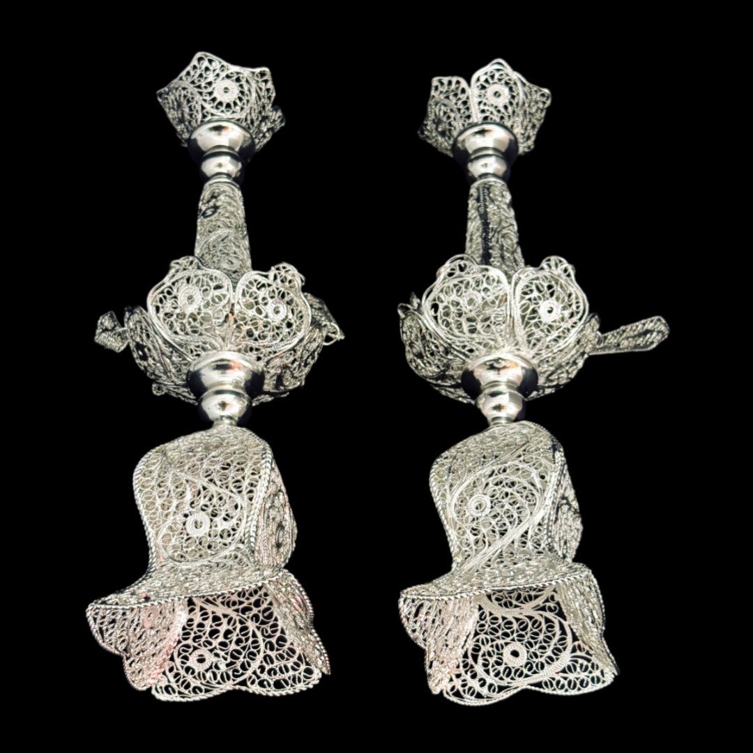 ظروف ملیله کاری لاله شمعدانی 30 سانتی