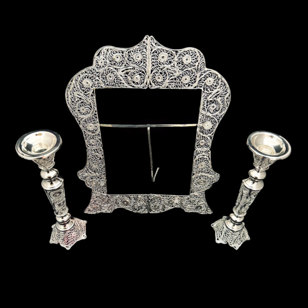 ظروف ملیله کاری قاب مستطیل شماره چهار شمعدان تک سر کوچیک