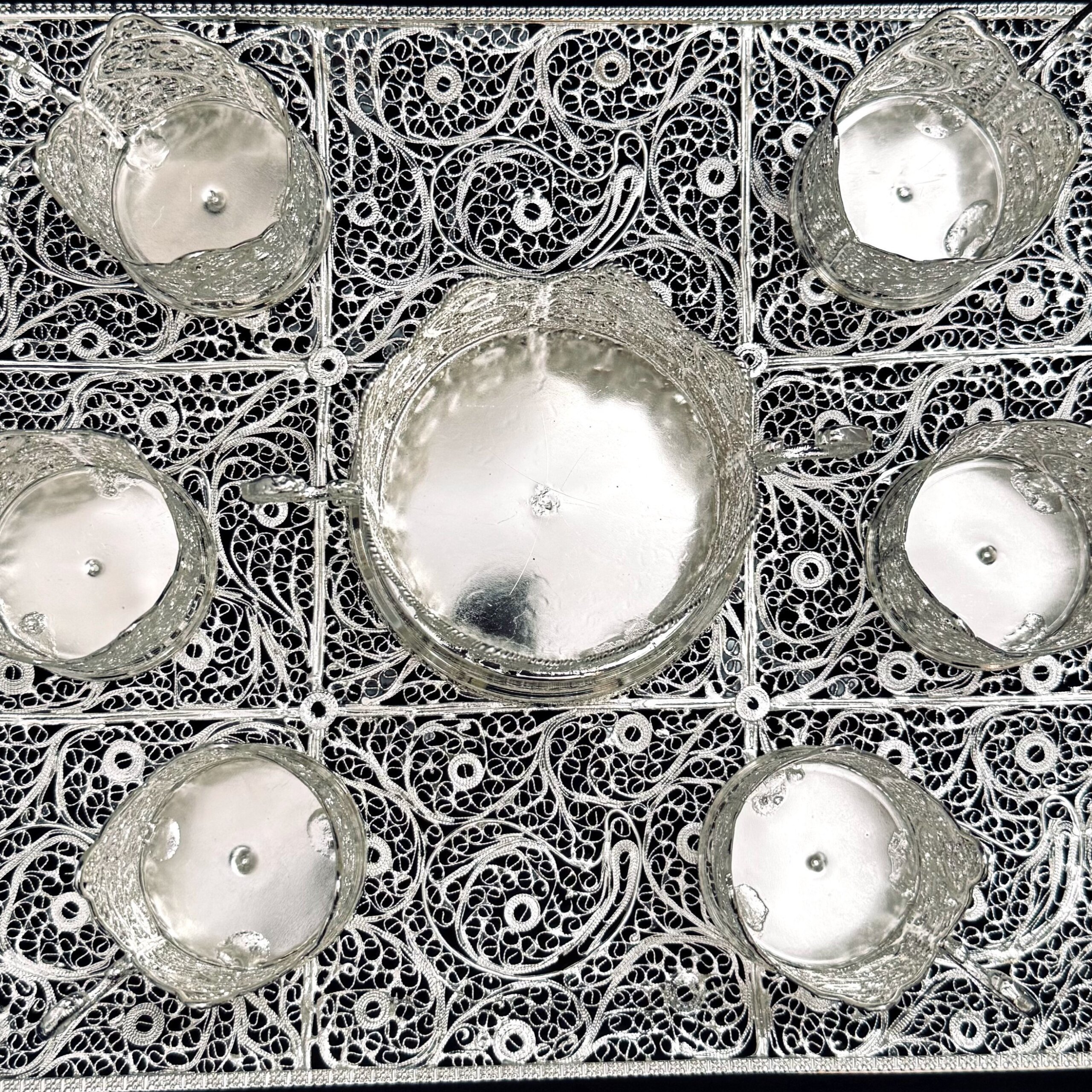 ظروف ملیله کاری ست پذیرایی چای خوری 7