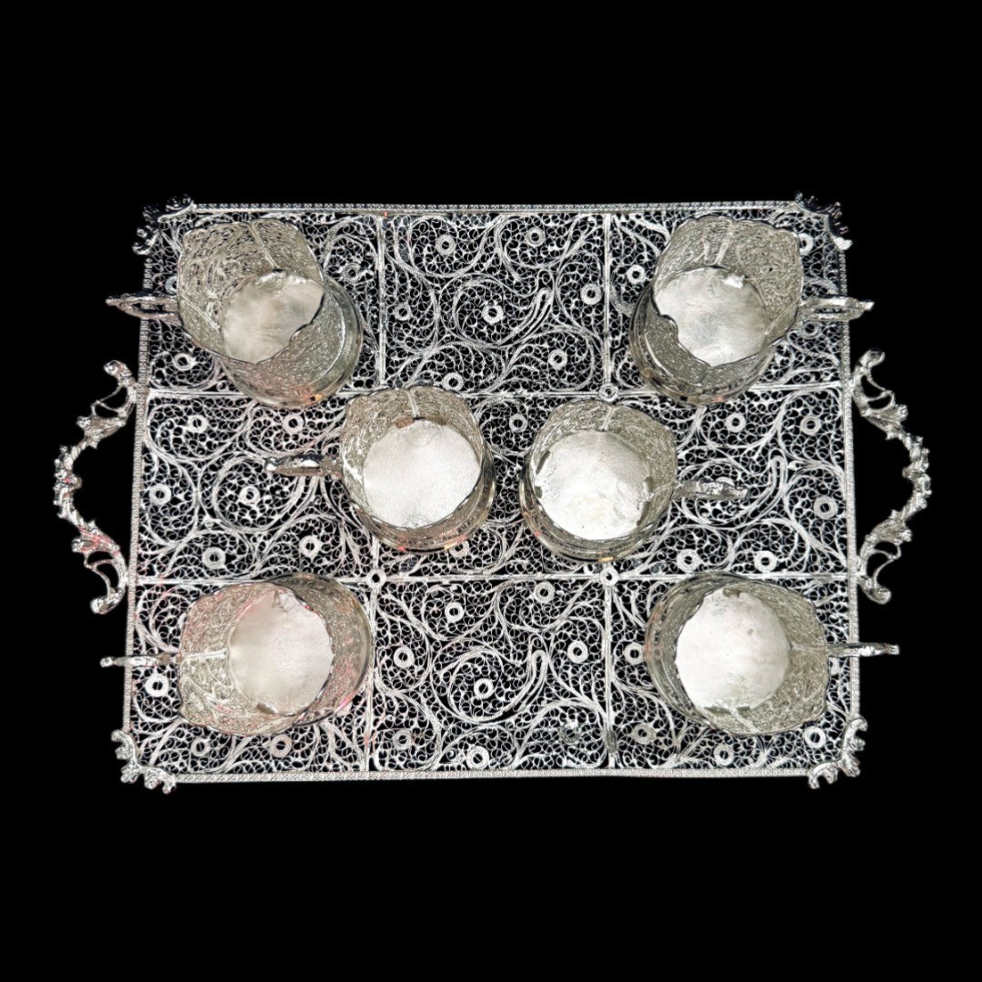 ظروف ملیله کاری ست پذیرایی چای خوری 10